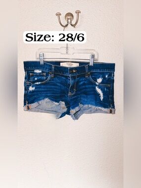 Abercrombie & Fitch Dark Blue Distressed Denim Cutoff Shorts